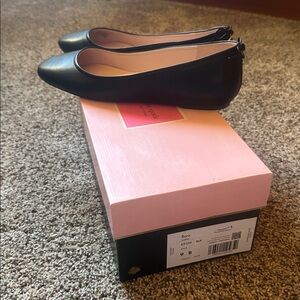 Kate Spade Black Flora Leather Flats